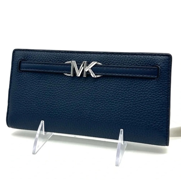 Michael Kors Reed Large Snap Bifold Wallet Navy Blue - Picture 1 of 6